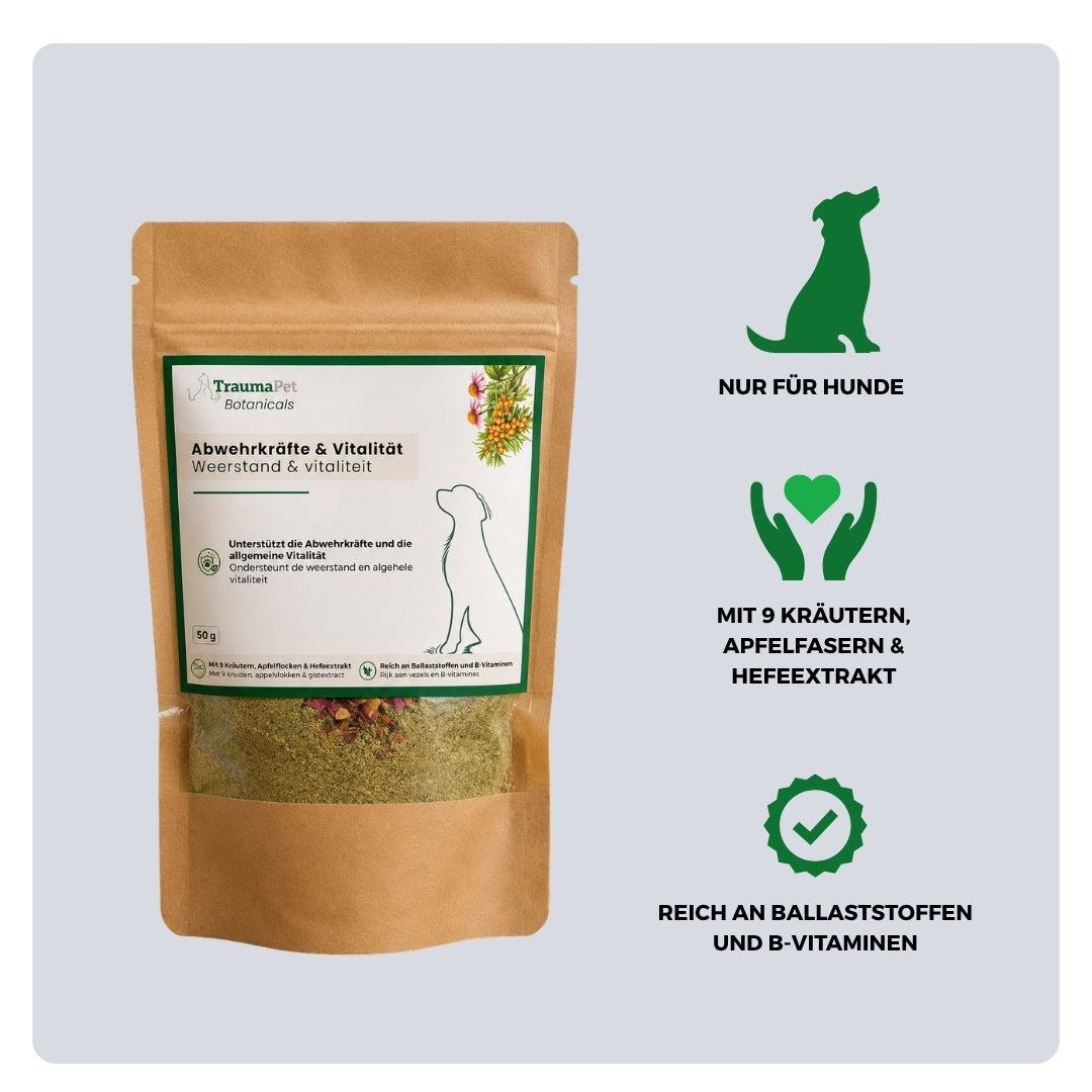 Inhaltsstoffe und Anwendung von TraumaPet Botanicals Immunsystem & Vitalität zur Unterstützung des Immunsystems und der Energie